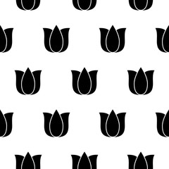 Vector background with decorative tulip flowers on white background.