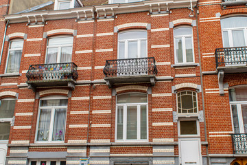 Typical Belgium houses, walking Etterbeek district in Brussels on January 3, 2019. 