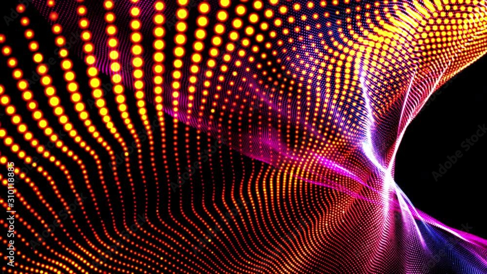 Poster spiral surface with wavy lines of shining dots. computer generated 3d rendering abstract backdrop