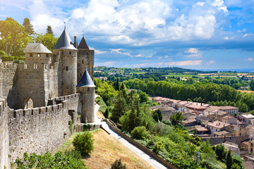 Beautiful view of old town of Carcassone, France