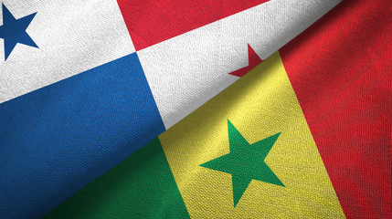 Panama and Senegal two flags textile cloth, fabric texture