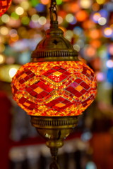Turkish Lamp or Moroccan Lantern, Eastern style, decorative lamps at store, in Global Village, Dubai, United Arab Emirates
