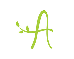 Letter A With Leaf Logo Vector 003
