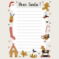 Fototapeta premium Christmas letter from Santa Claus template vector