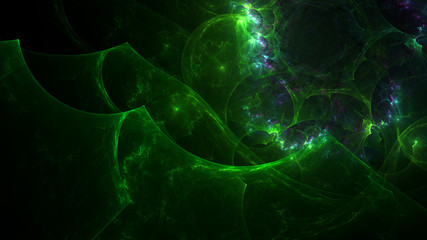 3D rendering abstract green fractal light background
