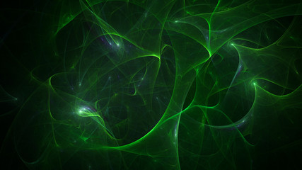 3D rendering abstract green fractal light background