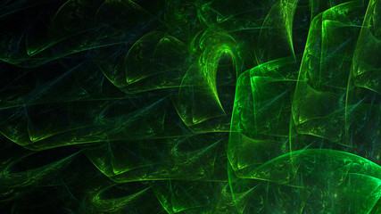 3D rendering abstract green fractal light background