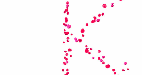 Rose Petal Alphabet with white background