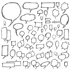 Set of speech bubble Drawing illustration Hand drawn doodle Sketch line vector eps10