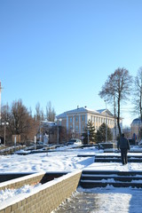 View of the waterfront on a winter day