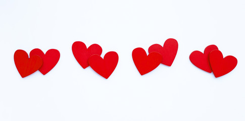 Valentine's day - Couple red hearts on white