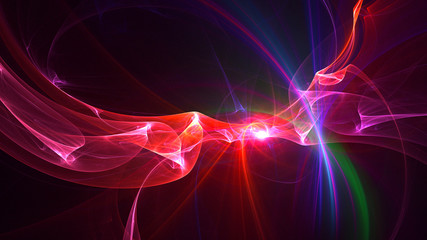3D rendering abstract red fractal light background