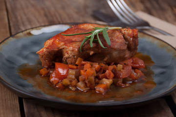 Stewed meat with vegetables and spices