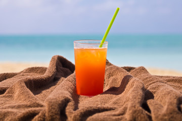 antigua cocktail glass on the beach
