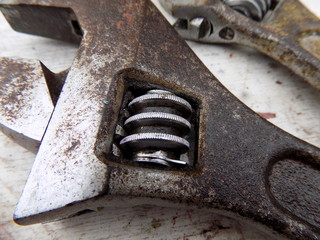 old rusty wrench