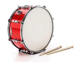 Snare drum set isolated on white background. 3D illustration - obrazy, fototapety, plakaty