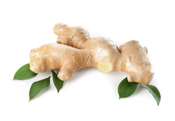 Fresh ginger on white background