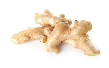 Fresh ginger on white background