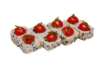 Set of sushi rolls on white background