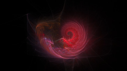 Abstract fractal art on a dark background. Space nautilus nebula geometric ornament. Beautiful fractal illustration for creative graphic design