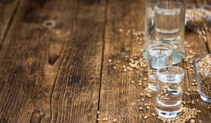 Portion of Wheat Liqueur as detailed close-up shot; selective focus