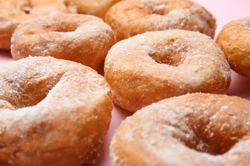 Sweet tasty donuts, closeup view