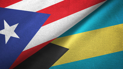 Puerto Rico and Bahamas two flags textile cloth, fabric texture