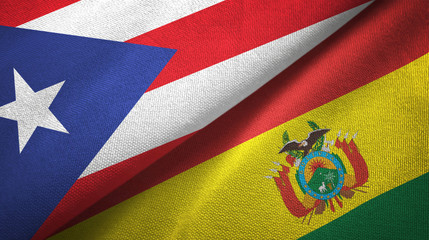 Puerto Rico and Bolivia two flags textile cloth, fabric texture