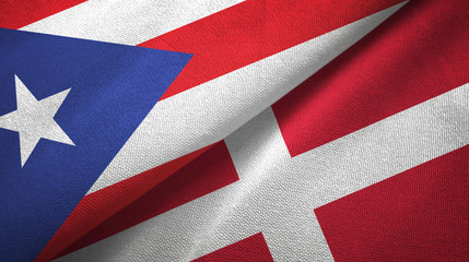 Puerto Rico and Denmark two flags textile cloth, fabric texture