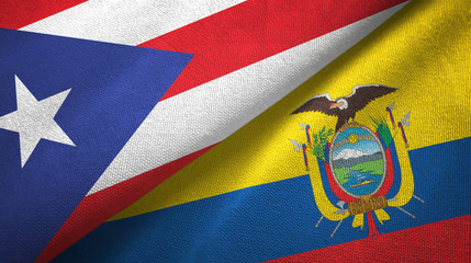 Fototapeta premium Puerto Rico and Ecuador two flags textile cloth, fabric texture
