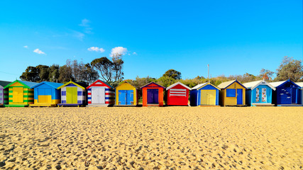 Line of colourful huts
