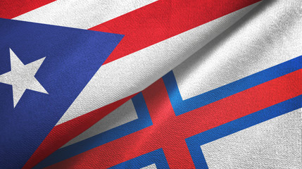 Puerto Rico and Faroe Islands two flags textile cloth, fabric texture