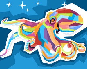 Obraz na płótnie Canvas vector illustration of a colorful pop art octopus