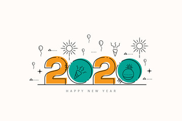 2020 Happy New Year design on on white background