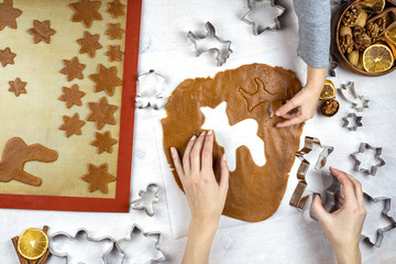 Mom with a child make cookies