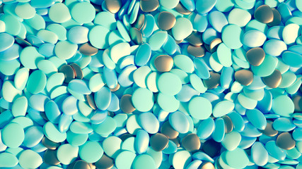 Beautiful background with beads, particles and simulation. 3d illustration, 3d rendering.