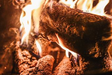 Logs on fire