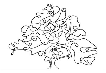 Line drawing of a tree, illustration-continuous line drawing