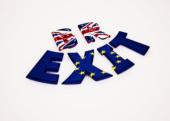 Dimensional inscription Br Exit. 3D illustration.