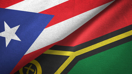 Puerto Rico and Vanuatu two flags textile cloth, fabric texture