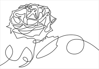 One line rose design. Hand drawn minimalism style illustration