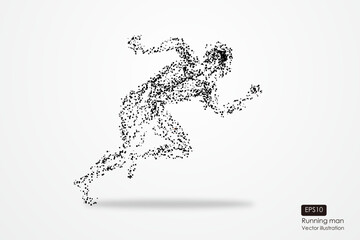 Made up of dynamic particles running forward, vector illustration.