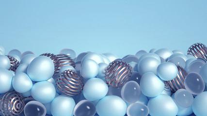 Beautiful background with beads, particles and simulation. 3d illustration, 3d rendering.