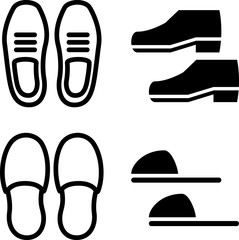 靴とスリッパのアイコンセット