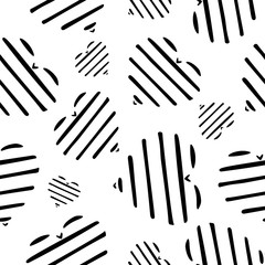Abstract seamless monochrome pattern with stylized hearts. Endless black and white background. Minimal style. Vector illustration