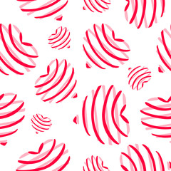 Abstract seamless pattern with red stylized hearts on white background.  Endless background. Minimal design for Valentine's day. Vector illustration
