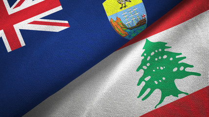 Saint Helena and Lebanon two flags textile cloth, fabric texture