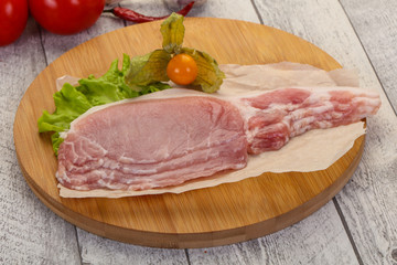 Raw pork bacon