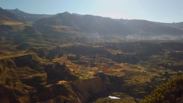 Landscape panorama in Colca Canyon & Colca Valley, near the town of the Chivay, Arequipa, Peru