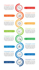 Abstract infographic timeline and process flows concepts with 8 option in white background